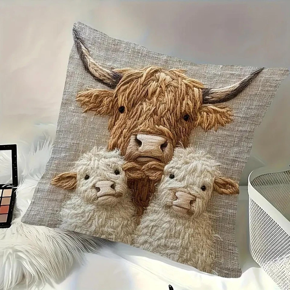 Диванная наволочка плюшевая животное высокогорная корова овца декоративная наволочка чехол - Изображение 2 из 4