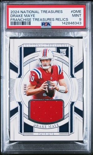 2024 NATIONAL TREASURES FRANCHISE TREASURES RELICS #DME DRAKE MAYE 8/49 PSA 9