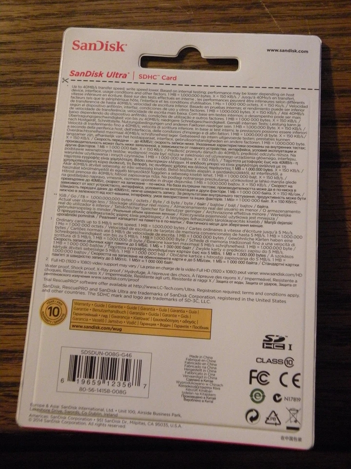 NEW SanDisk 8GB Class 10 Ultra SDHC Card Speed up to 40MB/s HD Video Camera Etc - Image 2 of 3