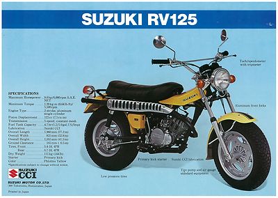 SUZUKI Brochure RV125 RV90 1974 Sales Catalog RV125L RV90L REPRO