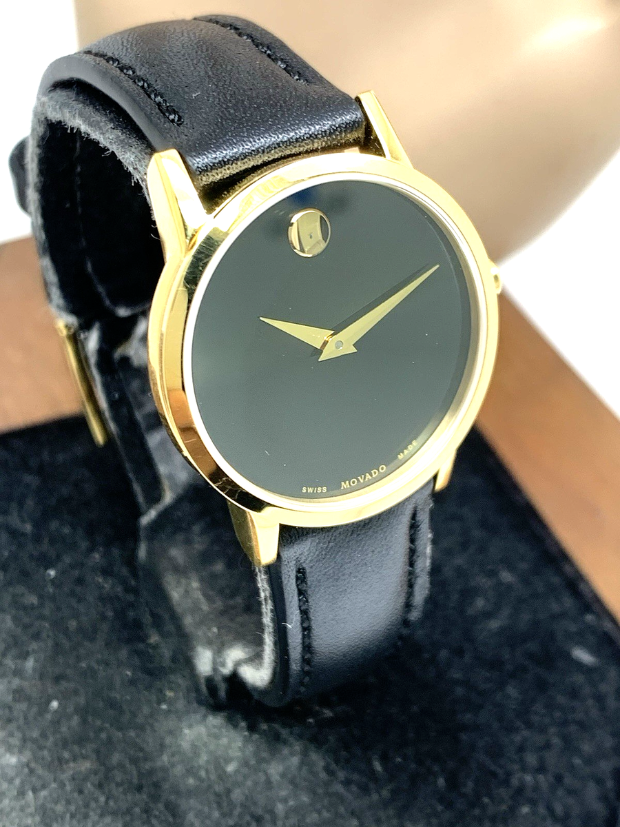 Movado Women's Watch 0607275 Swiss Quartz Gold Museum Black Dial