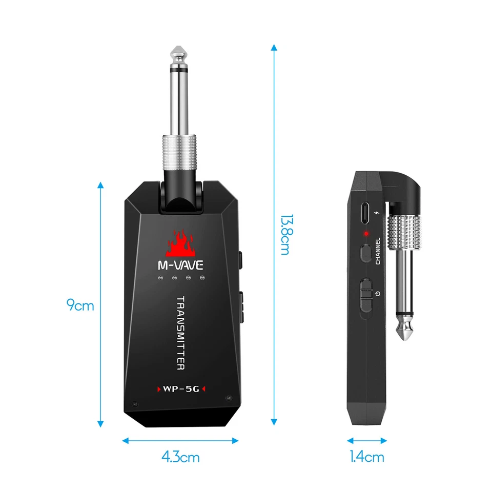 M-VAVE 5.8G Wireless Guitar System Rechargeable Audio Transmitter Receiver P3N4 - Image 4 of 4