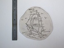 vtg 1960s 70s Tattoo Flash acetate stencil Ship and Birds SP1