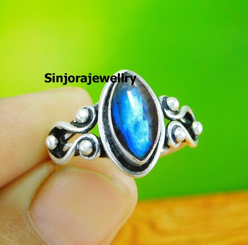 Bague labradorite naturelle, bague en argent sterling 925, bague bohème avec pierres précieuses, bague faite main, bijoux en argent pour femme, cadeau d'anniversaire - France Bague labradorite naturelle, bague en argent sterling 925, bague bohème avec pierres précieuses, bague faite main, bijoux en argent pour femme, cadeau d'anniversaire - France
