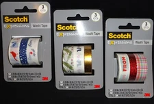 9 Rolls Scotch Expressions Washi Tape (Total 3 Packs, Each Pack 17.8 yd )