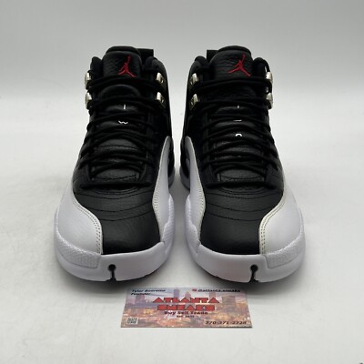 Size 8.5 - Jordan 12 Retro Mid Playoff Black White Red Leather