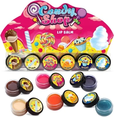 BEAUTY4BRITAIN Set of 6 Kids Lip Balm Candy Shop Shining Non-Colour Nourishing Candy Scented