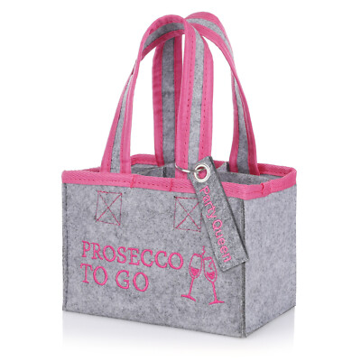 FunX Flaschentasche Prosecco to Go - Filztasche für 6 Flaschen Schlüsselanhänger