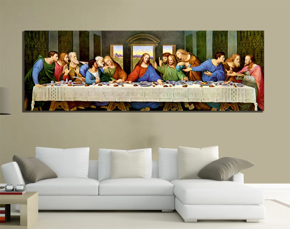 QUADRI MODERNI TELA 150X50 ARREDO ARTE L'ULTIMA CENA LEONARDO DA VINCI CASA