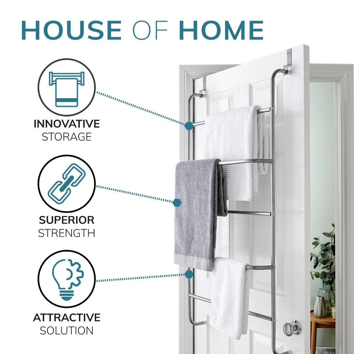 5 Tier Over Door Clothes Airer Towel Rail Rack Hanger Holder Bathroom  Storage 5060642170085 | eBay