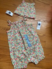 Baby Gap Size 3-6m Summer Outfit Romper With Matching Hat NWT