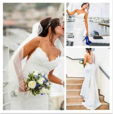 Sexy Mermaid Spaghetti Open Back Lace Wedding Dresses Bridal Gowns Custom Size