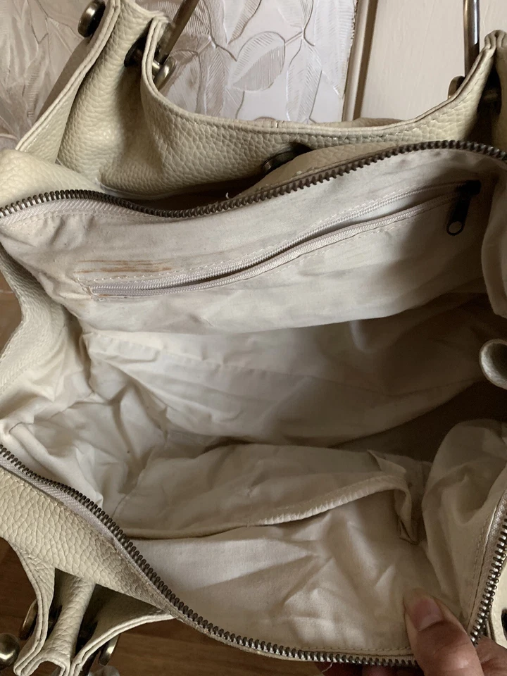 Bolso de hombro Topshop crema de doble mango con cremallera Foto 3 de 4