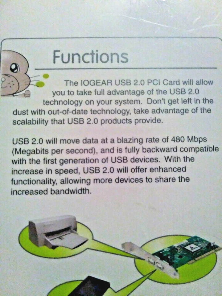 IOGEAR HI-SPEED 2 PORT USB 2.0 PCI CARD FOR MAC & PC 40x FASTER OPEN BOX - Image 4 of 4