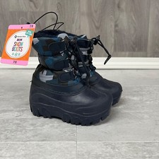 Members Mark Kids Snow Boots Size 7/8 Navy Blue Camo Fleece lined NEW