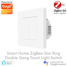 Smart Home ZigBee Star Ring Double Gang Touch White Light Switch (DIY Retrofit)