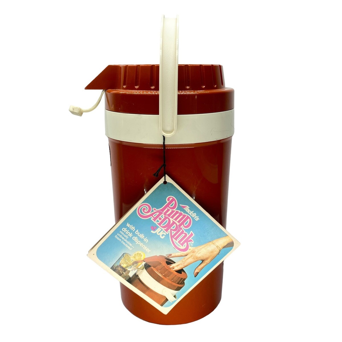 Vintage Aladdin Pump A Drink 1/2 Gallon Dispenser Orange Insulated