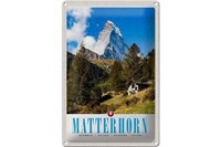Blechschild Reise 20X30Cm Matterhorn Schweiz Wald Gebirge Schnee Schild Tin Sign
