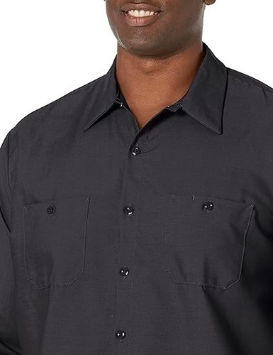 Red Kap Men's Industrial Long Sleeve Work Shirt, Black - Picture 4 of 6