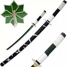 38" Demon Slayer Sanemi's Green Sword Anime Series Real Samurai Tactical Katana