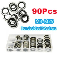 90Pcs Bonded Seal Gasket Washers Automotive Washers Zinc Plated Assortment