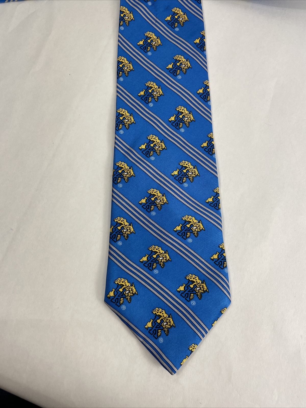 College Ties Kentucky Wildcats Mens Tie Short, Striped Blue KY Logo eBay
