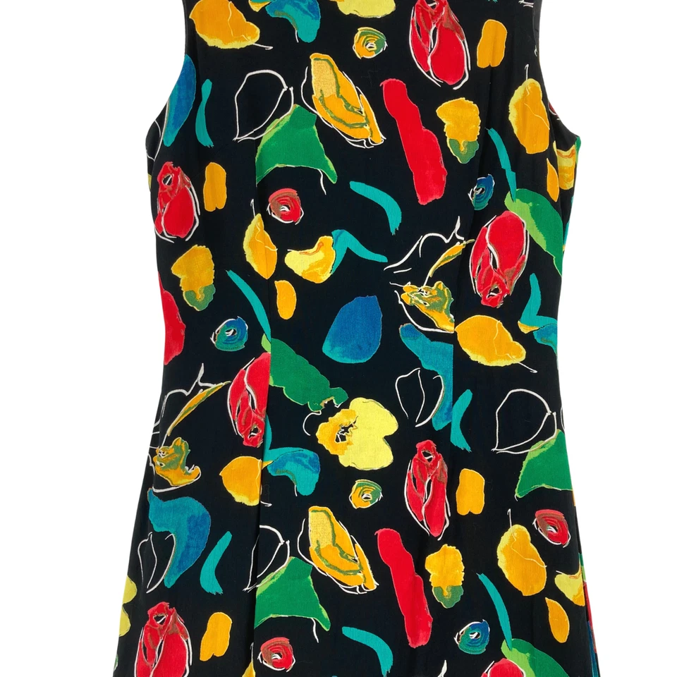 Vestido para mujer John Roberts talla 4 rayón cuello redondo floral cremallera trasera línea A Foto 4 de 4