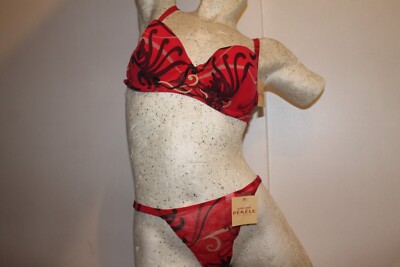 Simone Perle NEU - Set 95 B - rot/schwarz - BH + String Gr. 2