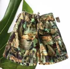 IZOD LUXURY SWIM Mens Board-Shorts Green Multicolored Hawaiian Tropical Print L