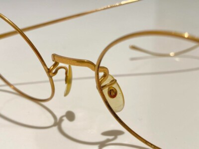 Japanese 18K Yellow Gold Round Eyeglasses Frame Retro Vintage MINT