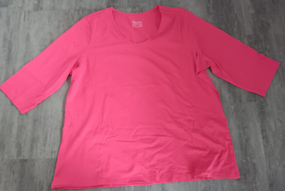 D & Co Essentials Women's Pink 3/4 Sleeve Pull Over Top Size 1X NWOT