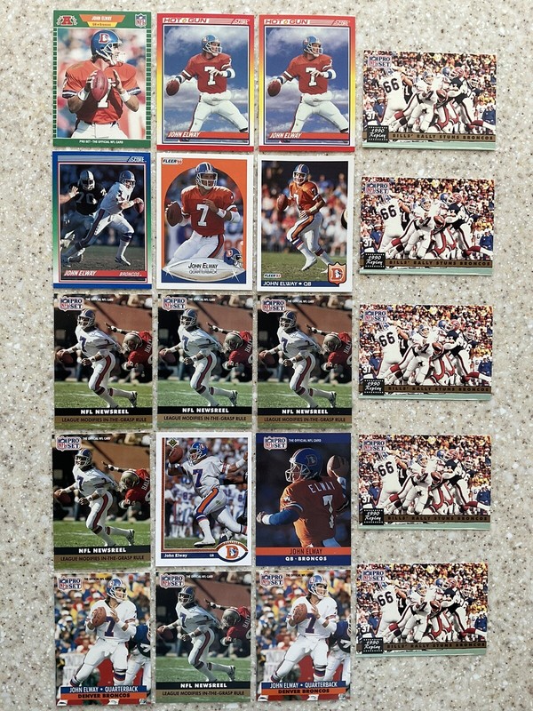 John Elway(20 Card Football Lot)inc 1989 1990 1991 Pro Set 1990 Score Fleer+ HOF
