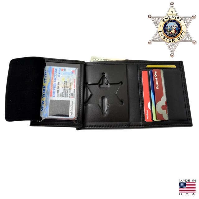Perfect Fit 6 Point Sheriff Star Badge Wallet B812 S534 Credit Card