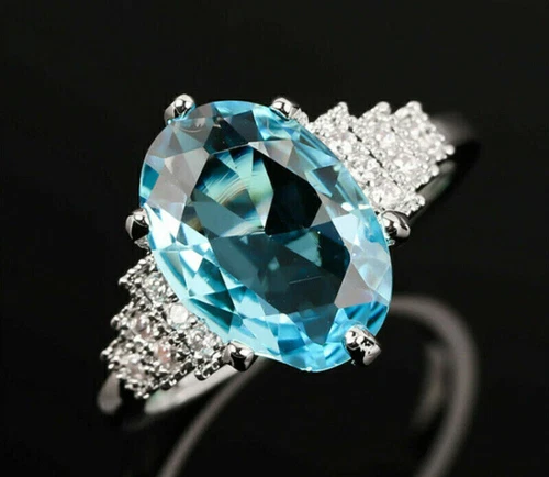 925 Silver Ring Jewelry Elegant Women Wedding Ring Cubic Zirconia Gift Size 6-10 - Picture 20 of 38