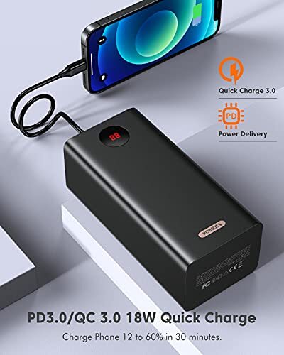 Power Bank 60000mah Highcapacity Portable Charger Power Station 22.5w Fast Charg