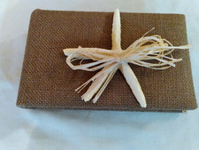 MUDPIE 4"X6" BURLAP PHOTO ALBUM WITH STARFISH EMBELLISHMENT