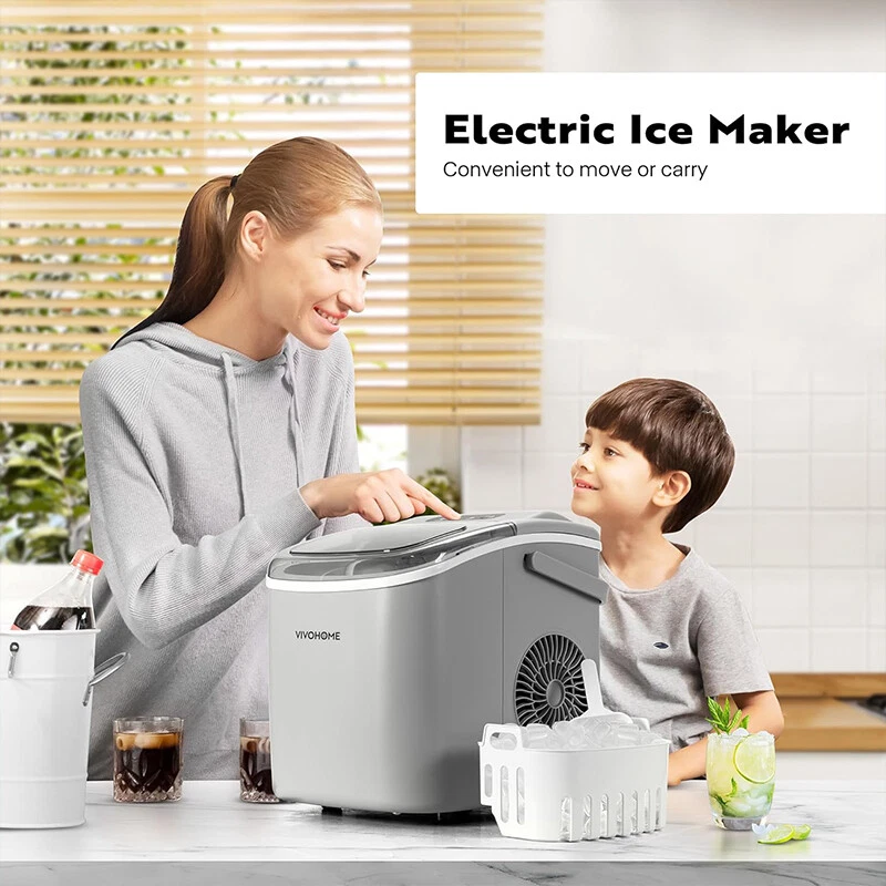 Máquina eléctrica para hacer cubitos de hielo con 10 bolsas de hielo, función de autolimpieza 26 lb/día Foto 2 de 4