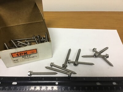 Qty (32) #12 X 2'' Stainless Slotted Flanged Sheet Metal Screws