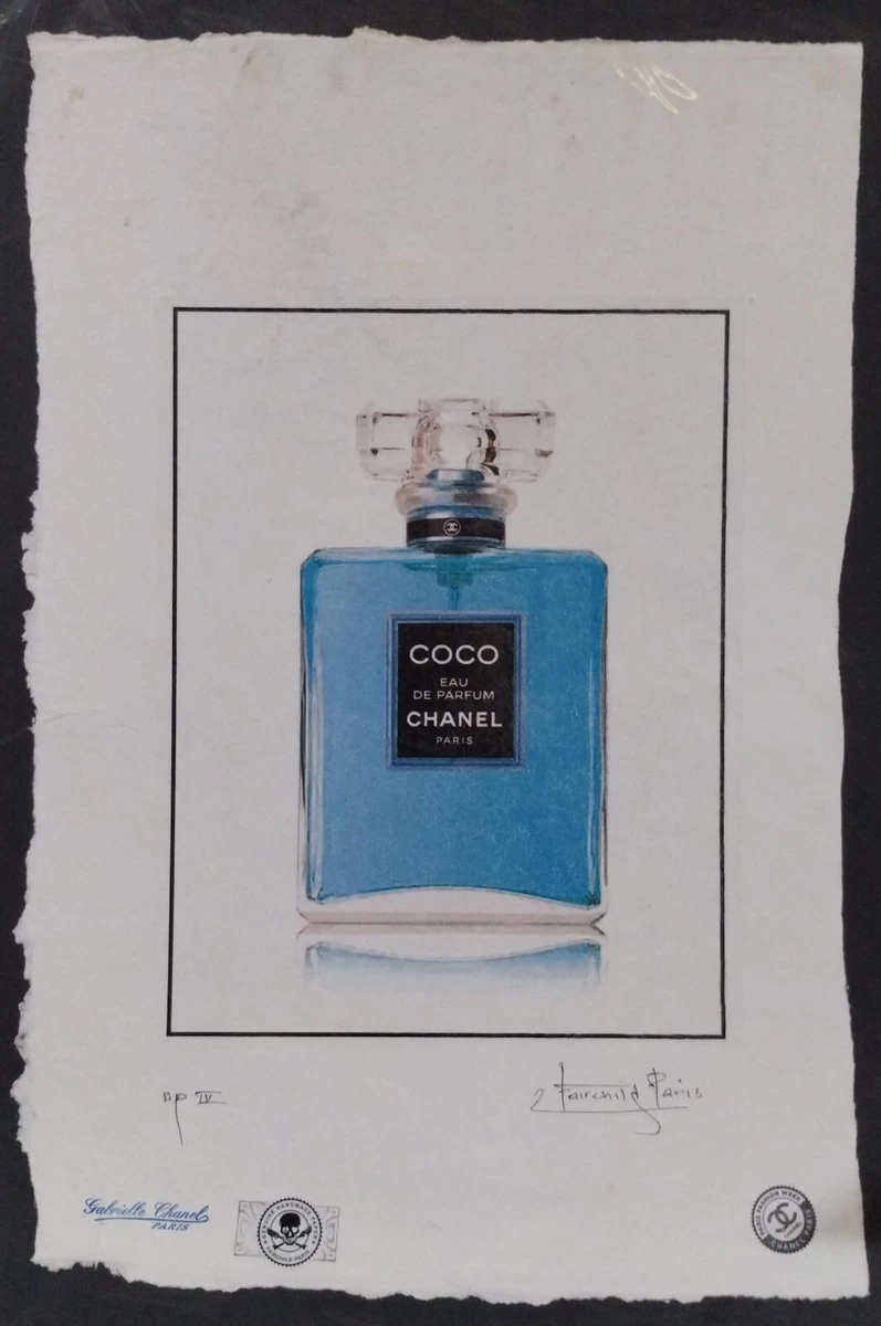 COCO, CHANEL Blue Bottle Artist Proof, 22'x 15'x Hand Signed  Fairchild Paris