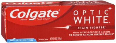Colgate Optic White Stain Fighter Fluoride Toothpaste Fresh Mint Gel 4.2oz