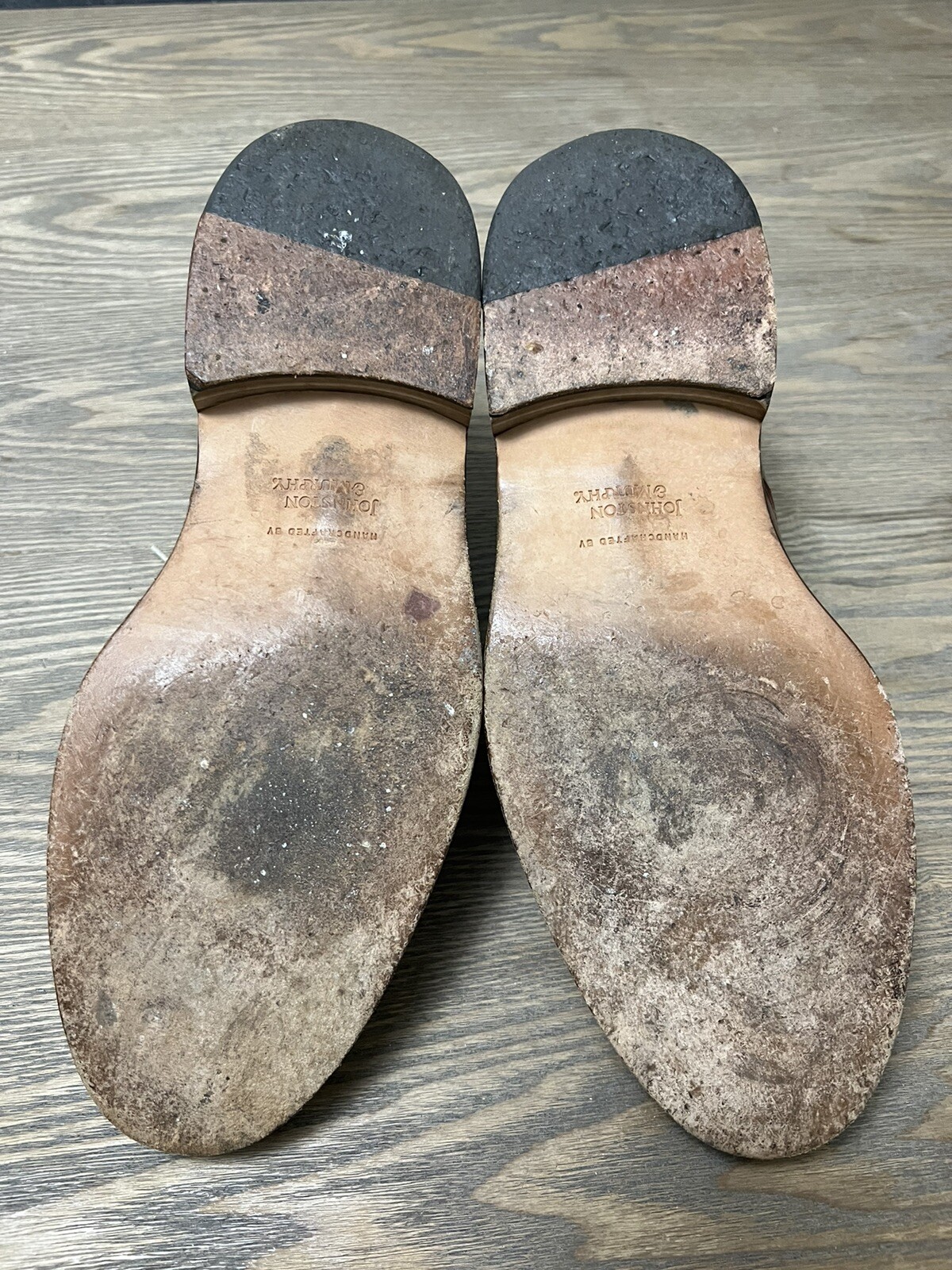 SAOLA Scarpe stringate Johnston & Murphy uomo 10 5 M London marrone chiaro vintage anni '90 usate in ottime condizioni