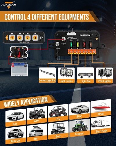 AUXBEAM AS-600 RGB Slim 6 Gang Switch Panel Relay System for Can-Am Maverick X3 - Picture 9 of 12