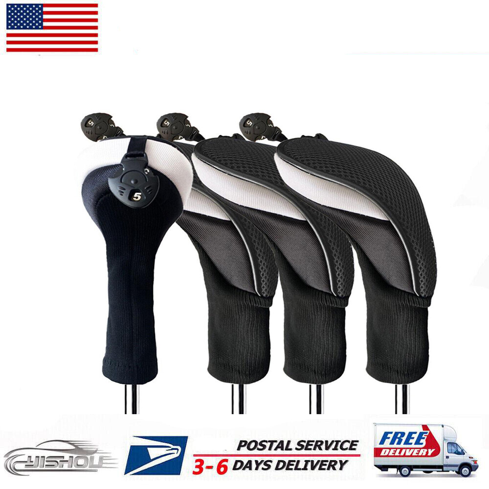 4 Pack Golf Hybrid Club Head Covers Interchangeable Number Tags