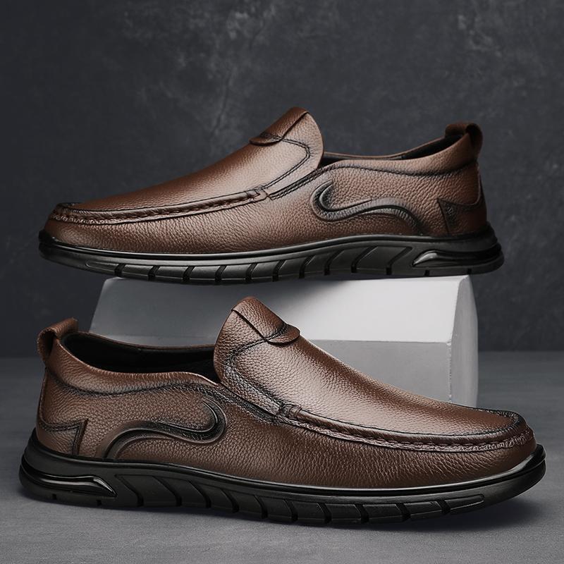 SAOLA Mocassino uomo punta tonda business Oxford scarpe da guida marrone pompa Gommino