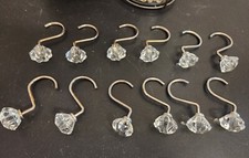 SHOWER CURTAIN HOOKS - Set of 12, Chrome and Faux Crystal, Pre-owned