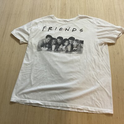 FRIENDS TV SERIES Lunch Break Adult Size 2 (20) White Cotton T-shirt Sitcom