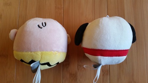 new hallmark peanuts fluffball round plush set "charlie brown &