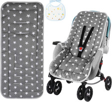 Baby Pushchair Seat Liners, Pram Liner with Bibs, Universal 100% Cotton Pushchai