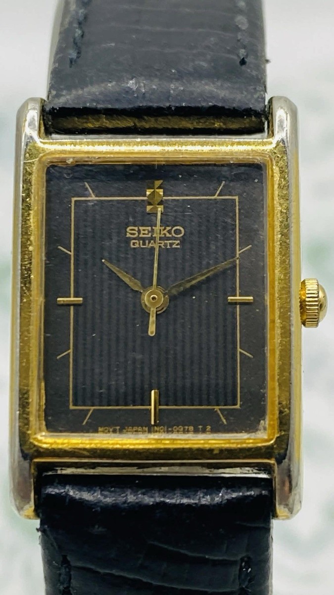 Seiko Vintage Tank Women's Watch 1N01-5A40 Working Black Dial And