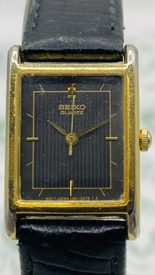Seiko Vintage Tank Women's Watch 1N01-5A40 Working Black Dial And